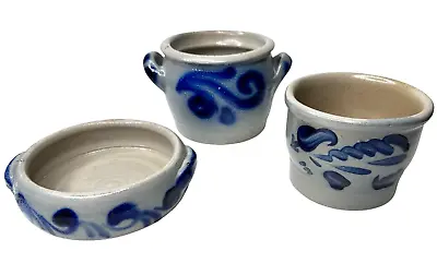 Buy Set Of 3 Antique Rustic Hand Painted Cologne Pots Glazed Waterproof Stoneware • 57.83£
