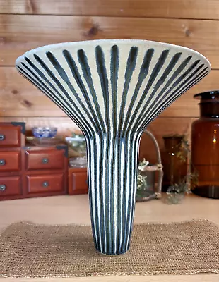 Buy Japanese Ikebana Flower Arrangement Vase Japan Kyoto-ware Stripe Trumpet-shaped • 94.95£