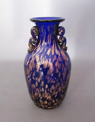 Buy Jar Glass Murano Blue Cobalt Glitter Gold Decorative Object Vintage Years ‘70 • 91.72£