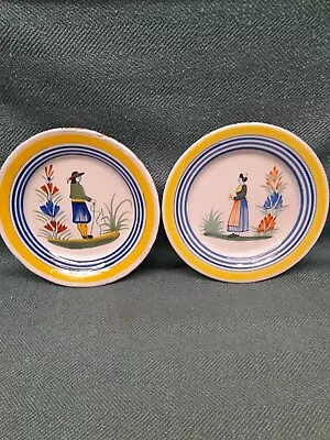 Buy Pair Of Vintage French Faience Plates, Henriot Quimper • 14.50£