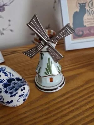 Buy Vintage Delft Hand Painted Table Lighter & Unusual Brown/Green Moveable Windmill • 4.99£