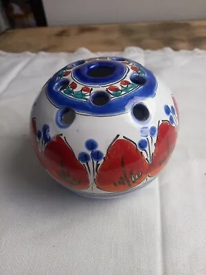 Buy Hand Painted Posy Bowl Flower Frog Floral Pattern Signed • 8.99£