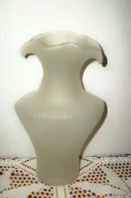 Buy ART DECO SATIN GLASS VASE FROSTED FLUTED RUFFLE TOP 1920s ELEGANT ANTIQUE • 50.24£