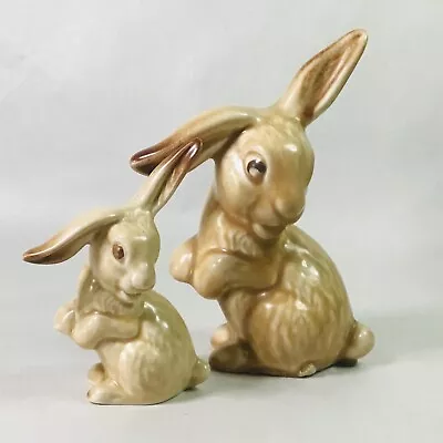 Buy 2 Vintage Sylvac Mid Century Buff Ceramic Rabbits Long Ear Bunny No.1509 & 1302 • 24£
