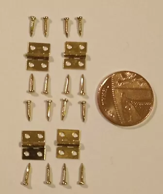 Buy DOLLS HOUSE, 4 MINIATURE GOLD FINISHED HINGES PLUS FITTINGS ( 10mm×8mm ) • 1.99£