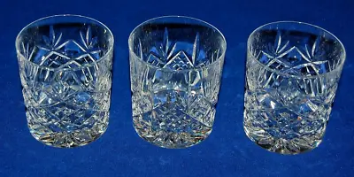 Buy Good Quality Set 3 Crystal Cut Glass Tumblers 7.75cms In Height. • 9.99£