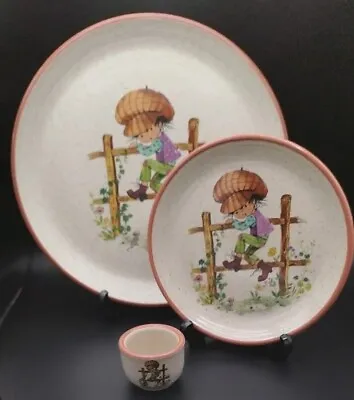 Buy Purbeck Pottery 70s Kitsch Vintage Small Plate, Large Plate & Egg Cup • 12.99£