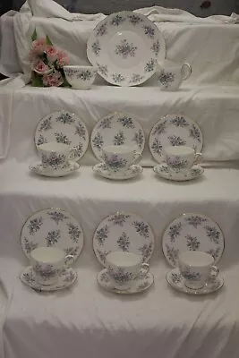 Buy 10269T Vintage Colclough Bone China Tea Set Pink & Blue Flowers • 30£