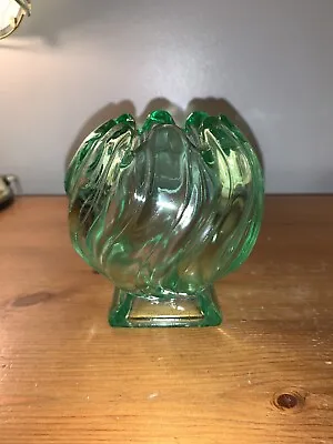Buy Bagley Art Deco Glass Bud Vase Ornament Green VGC 4.5 Ins • 8£