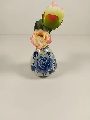 Buy Vintage Royal Delft Blue & White Hand Painted Floral Posy Vase 8.3cm • 12.99£
