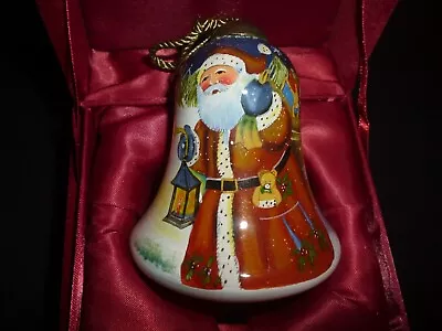 Buy Vintage Ne'Qwa Art Ornament GLASS SANTA Painted By Susan Winget - BELL IN BOX • 3.20£