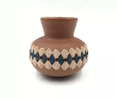 Buy Antique Doulton Lambeth Silicon Ware Small Vase Applied Decoration 8.4 Cm • 16.50£