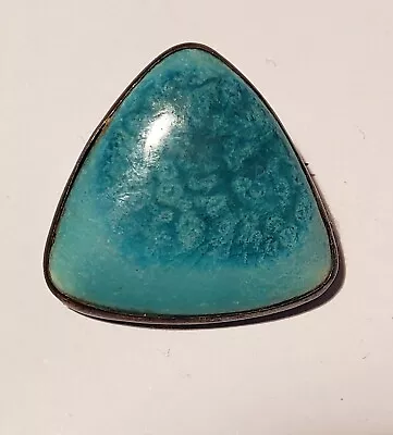 Buy RUSKIN SIGNED Pottery Turquoise Triangular  Brooch Pin Arts & Crafts , FABULOUS • 75£