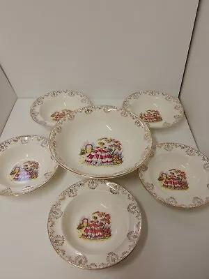 Buy VINTAGE WASHINGTON POTTERY HANLEY TRIFLE BOWL&5xDessert Bowls/22KTGold From 1957 • 24.99£