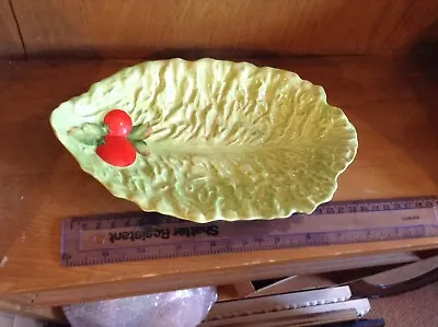 Buy Carlton Ware Hand Painted Green Leaf Dish With Raised Tomatoes Has 2 Chips • 2£