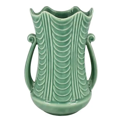 Buy Hull Mardi Gras 1940s Vintage Art Deco Pottery Green Ceramic Vase 219-9 • 118.13£