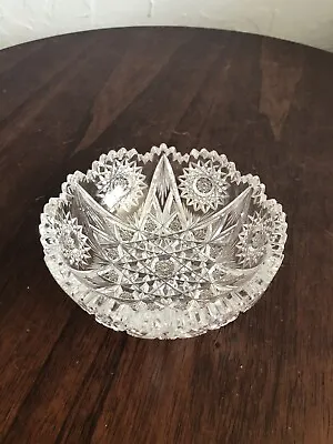 Buy Vintage ABP Brilliant Period Cut Glass 4.5” Bowl - Star Pattern Very Nice Piece • 11.68£