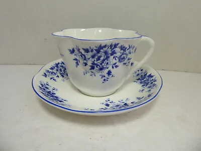 Buy Crown Staffordshire Petite Blue Cup & Saucer Fine Bone China England Mint • 23.60£
