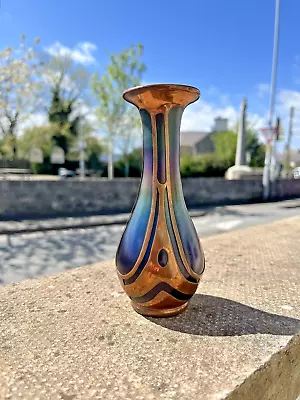 Buy Nouveau Secessionist Bohemian Iridescent Glass Copper Clad Vase By Carl Goldberg • 150£