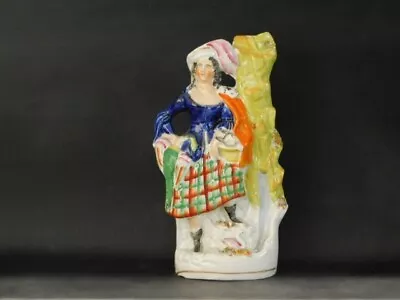 Buy Antique Staffordshire Flatback Figurine Lady With Rabbit In Basket ~ Free Uk P&p • 34.50£
