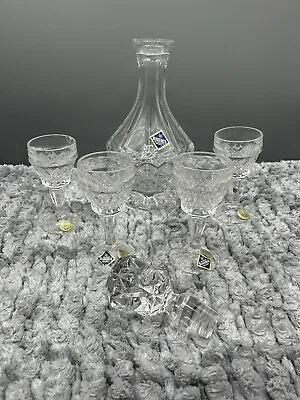 Buy Czech Bohemia Full Lead Crystal Diamond Cut Glass 24% PbO -Decanter W/Stopper • 96.05£