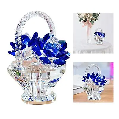 Buy Flower Basket Crystal Ornament Figurine Decoration Artwork Crafts For Office • 14.47£