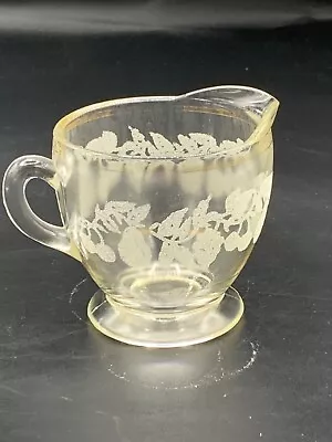 Buy Depression Glass Vintage Clear With Frosted Fruits Creamer • 2.83£