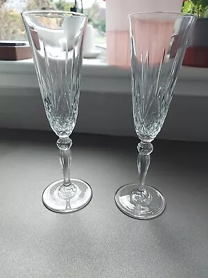 Buy Vintage Cut Glass Champagne / Prosecco Flutes X 2 • 7.99£