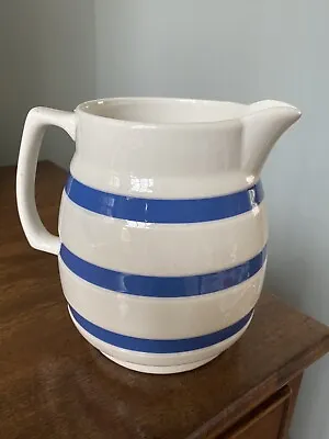 Buy VINTAGE STAFFORDSHIRE Chef Ware Blue And Ivory Striped 1 1/2 Pint Ceramic Jug • 15£