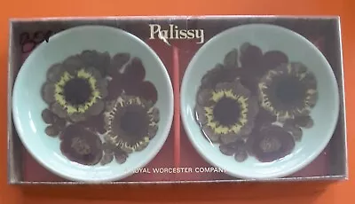 Buy 2 Vintage Retro 70s Royal Worcester Palissy Floral Ceramic Small Plate Pin Dish • 8£