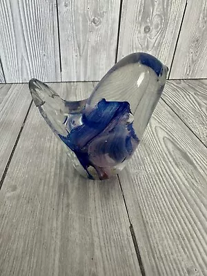 Buy Alum Bay Glass Paperweight Bird Shaped Blue Purple Swirls 3.5  Tall • 13.99£