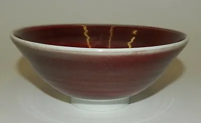 Buy Original Vintage  Dark Red Flambe Glaze Bowl Signed • 28.45£