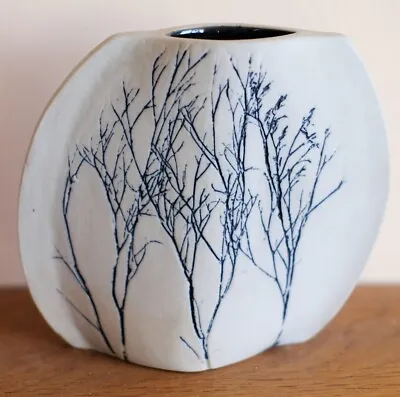 Buy Tenmoku Pottery Stoneware Imprinted Bud Vase - Handcrafted In Malaysia • 20£