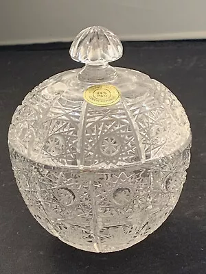 Buy Czech Lead Crystal Cut Glass Pot WIth Lid Round • 14.50£