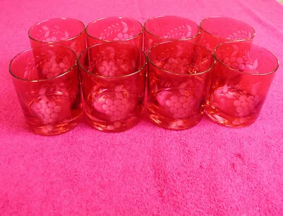 Buy {SET OF 8} Bohemian (Grapes - Cranberry UNK13619) 3 1/8  OLD FASHIONEDS 8 Oz Exc • 41.57£