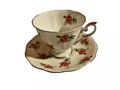 Buy Vintage Royal Standard White Footed Teacup And Saucer  Red Roses • 14.39£