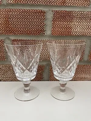 Buy 2 X Royal Doulton Crystal Cut Wine Glasses Julia Pattern Size 5” 12.7cm - VGC • 14£