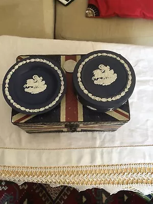 Buy Wedgwood Jasperware Portland Blue Tribket Box With A Match Pattern Pin Dish  • 11.99£