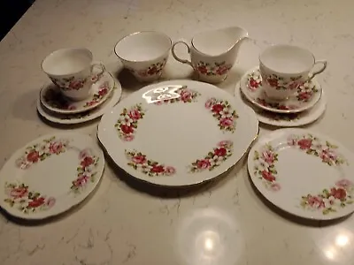 Buy Queen Anne Tea Set  Pattern # 8644 Pink Roses Vintage  • 17.99£