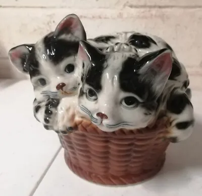 Buy Two Cats In Laundry Basket China Ornament Kitten Cat • 5.99£