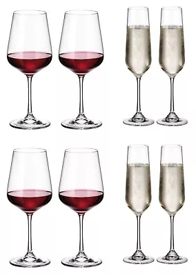 Buy Pack Of 8- Bohemia Crystal Wine Glasses + Champagne Flutes Sira • 29.99£
