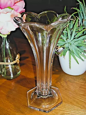 Buy A Wonderful  Art Deco Davidson's Glass Posy Vase - In A Chippendale Tulip Style  • 21.95£