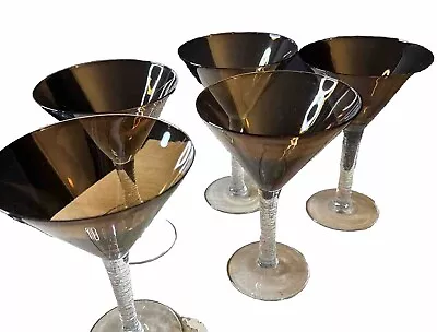 Buy Pier 1 - 5 Martini Crackled Stem Smokey  Brown Martini Glasses 7-1/4 .  Set Of 5 • 44.66£