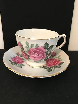 Buy Vintage Royal Vale Bone China Cup And Saucer With Pink Roses Made In England • 7.55£