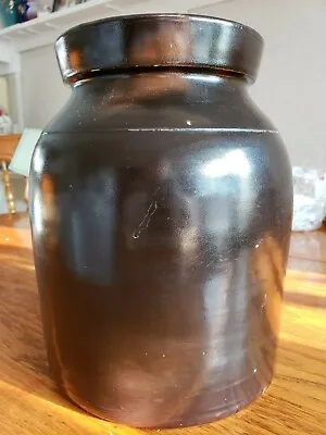 Buy Stoneware Antique Old Brown Glazed Painted Water Crock Plant Holder Canning Jar • 29.19£