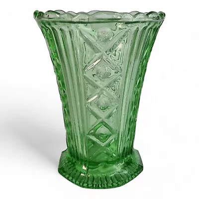 Buy Art Deco Green Glass Vase Depression Glass Vase • 16.95£