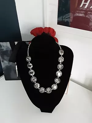 Buy 💕 M&s Silver Coloured And Glass Bead Statement Costume Jewellery Necklace  💕 • 0.50£
