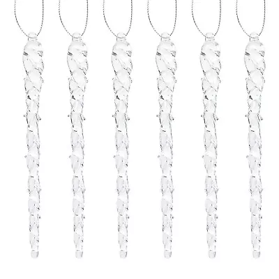 Buy Christmas Tree Decoration 6 Pack Clear Glass Twisted Icicles • 7.34£