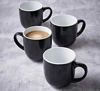 Buy Glossy Set Of 4 Tea Coffee Mug Quality Stoneware Hot Drink Grey/Blue/Green/Black • 14.99£