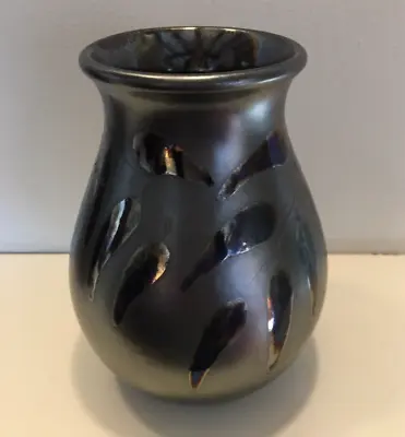 Buy Poole Pottery Black Vase ~ Vine Leaf Pattern 17cm • 39.99£